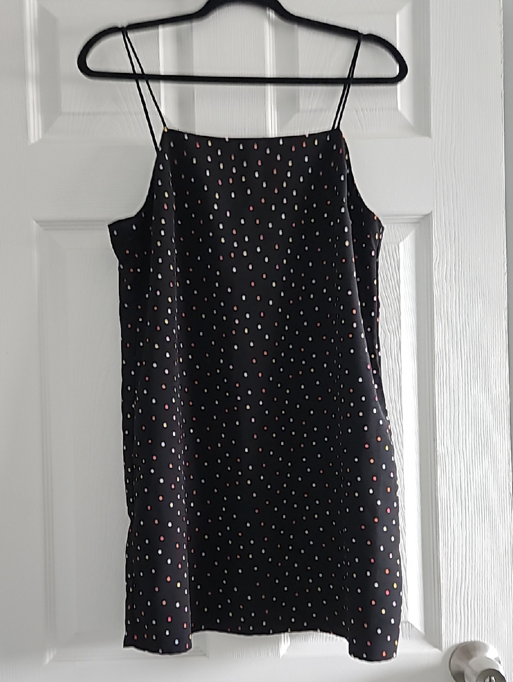 Black Polka Dot Spaghetti Strap Dress - Multi Dot
